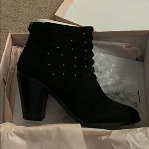 Just fab black booties with gold decoration